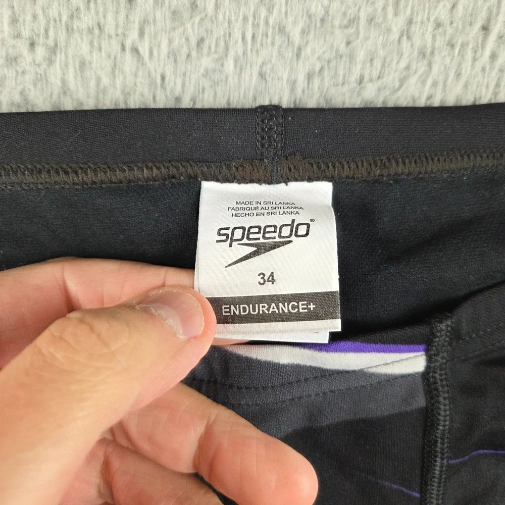 Speedo Endurance Plus Infinite Pulse Jammer Swimwear Size 34 Black Purple
